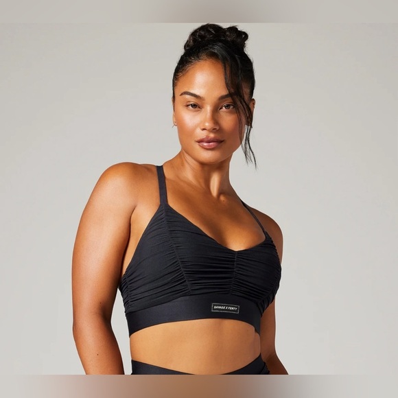 NEW SAVAGE X FENTY - Ruched Black Sports Bra with Adjustable Straps - Picture 7 of 12